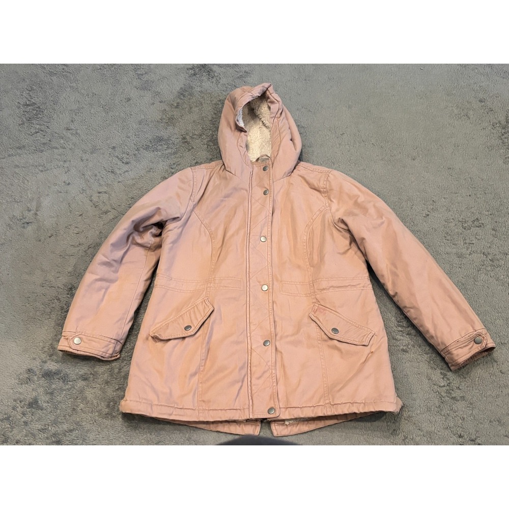 Sebby Sherpa Lined Hooded Jacket Women's Large Pink Winter Coat